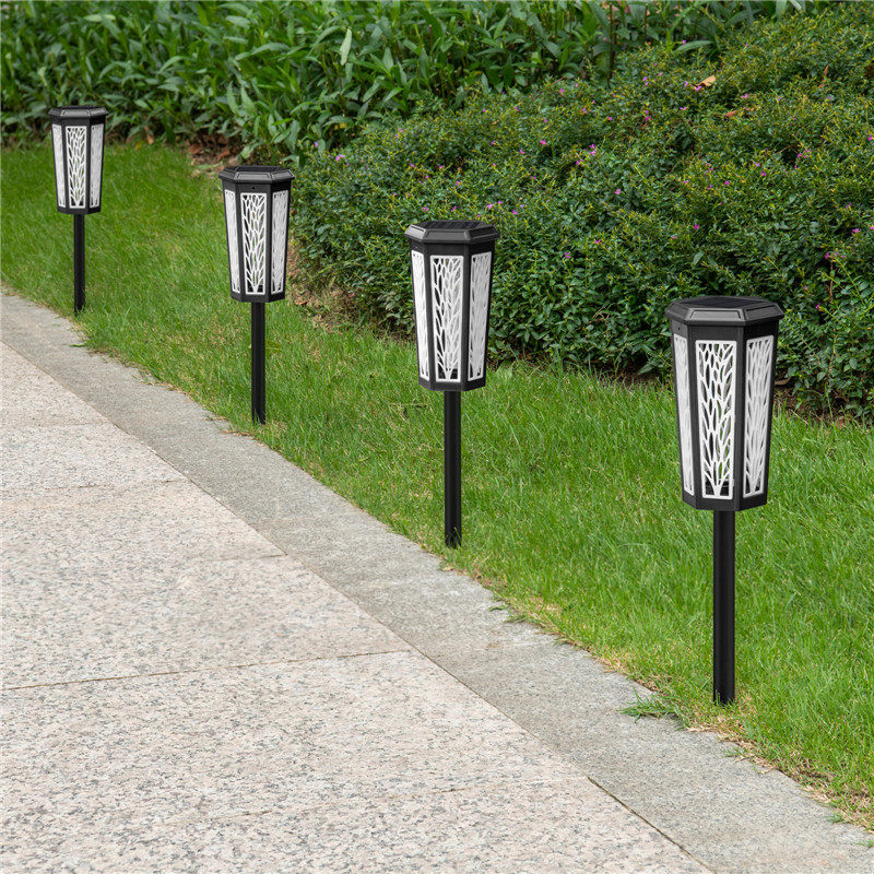 Angelila Solar Powered Outdoor Garden Lights for Walkway Yard Backyard Lawn Landscape Decorative Waterproof Color Changing+Warm White LED Solar Pathway Lights